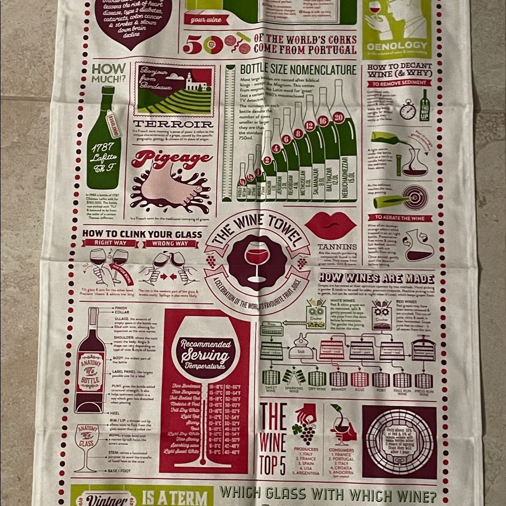 Stuart Gardiner Design Wine Tea Towel England NWT